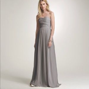 NWT J Crew gray silk chiffon strapless gown size 4